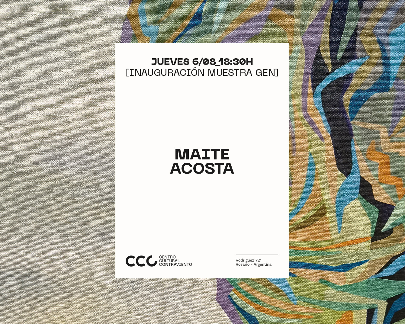 [Inauguración de muestra] Gen de Maite Acosta, el jueves 6 de agosto a las 18:30 en Contraviento. Entrada libre y gratuita.