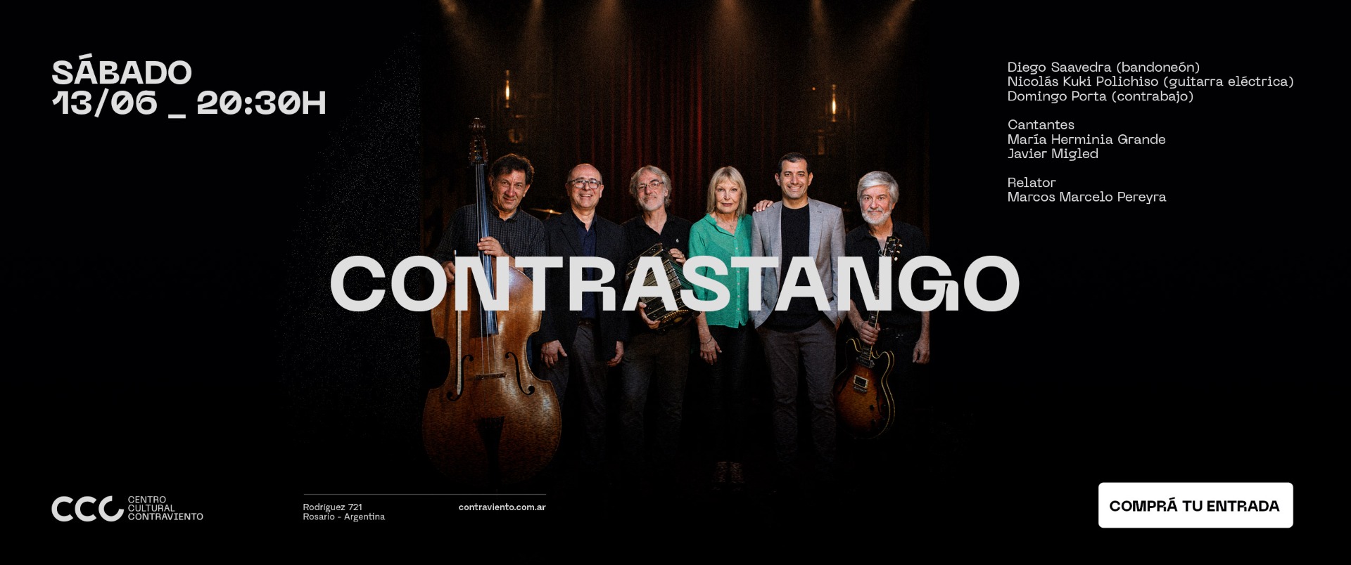 [Música en Contraviento] Contrastango, el sábado 13 de junio a las 20:30 en Contraviento. Entradas a la venta.